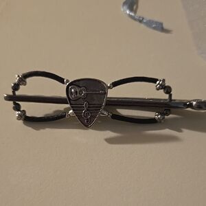 Silver and Black Music Note Tie Clip